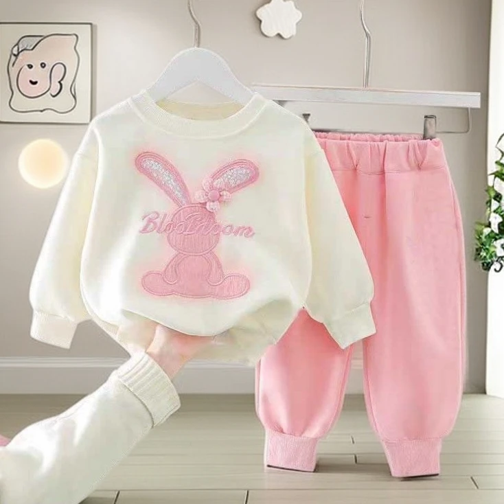 小童衣服秋季洋气可爱套装女童圆领休闲卫衣女宝宝韩版秋装套装