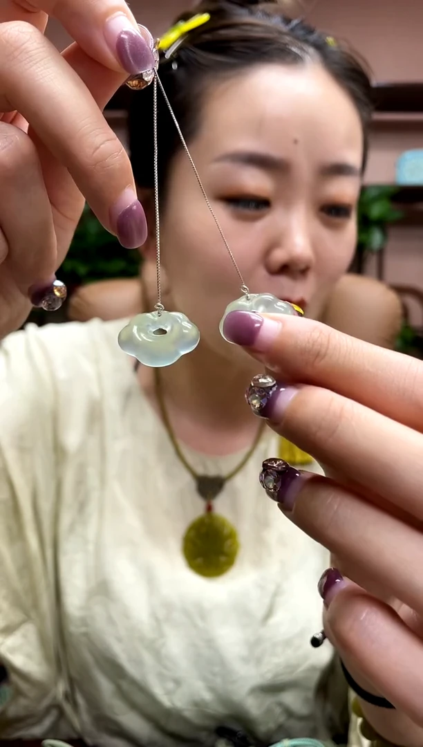 岫玉银S925镶嵌耳饰多样性发货其中发一