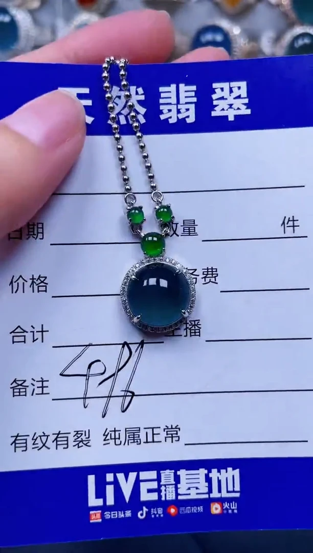 颈饰银S925镶嵌翡翠496