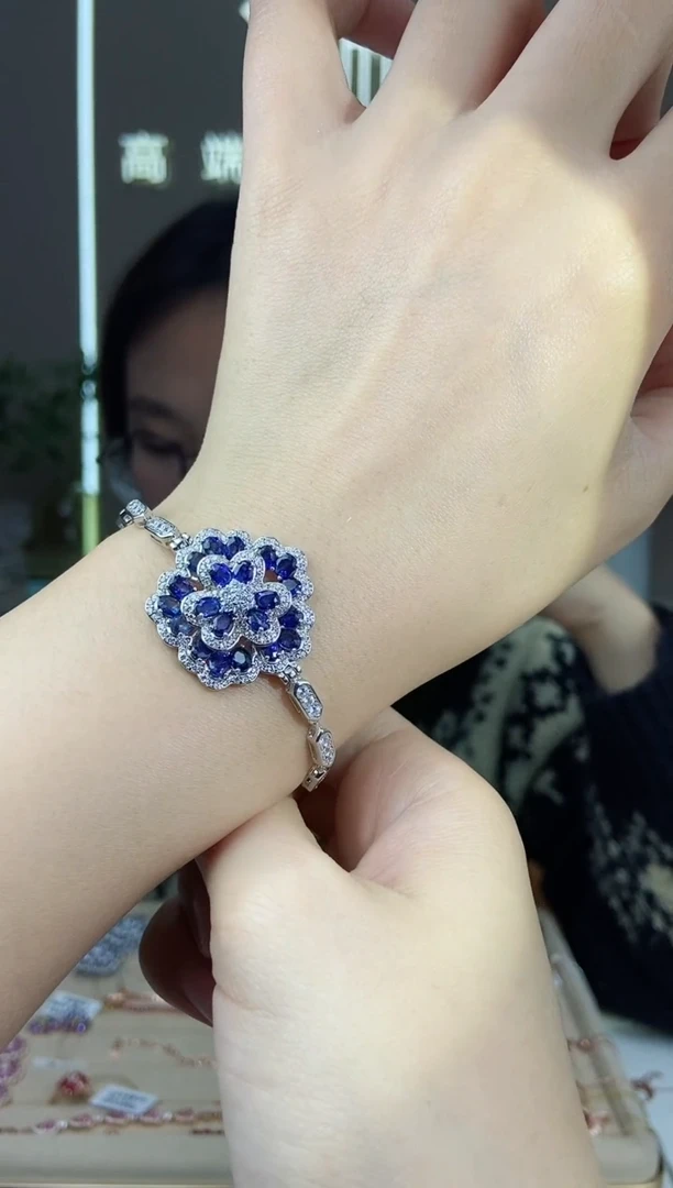 【闪购商品】蓝宝石手链银S925镶嵌手链