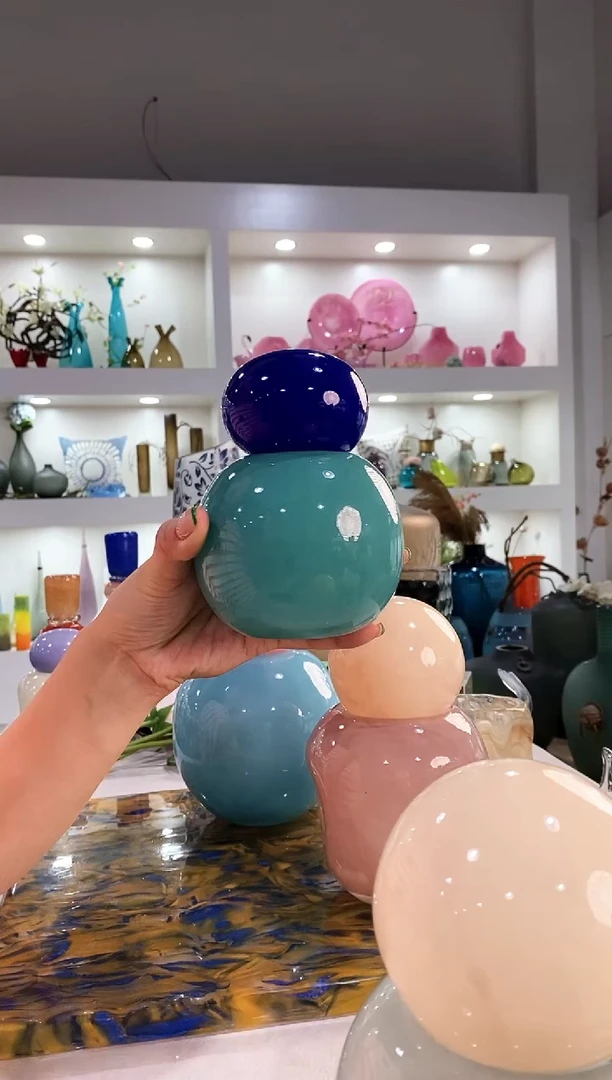 R**n慕忆家手作琉璃花瓶一套小蓝