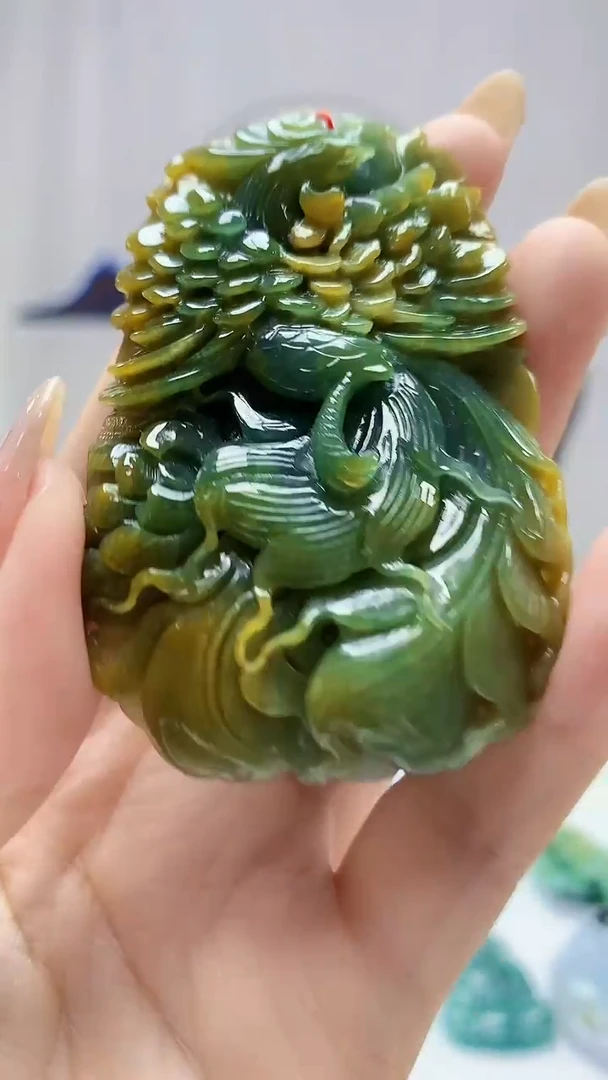 定制翡翠未镶嵌4852DD-毛货挂件50