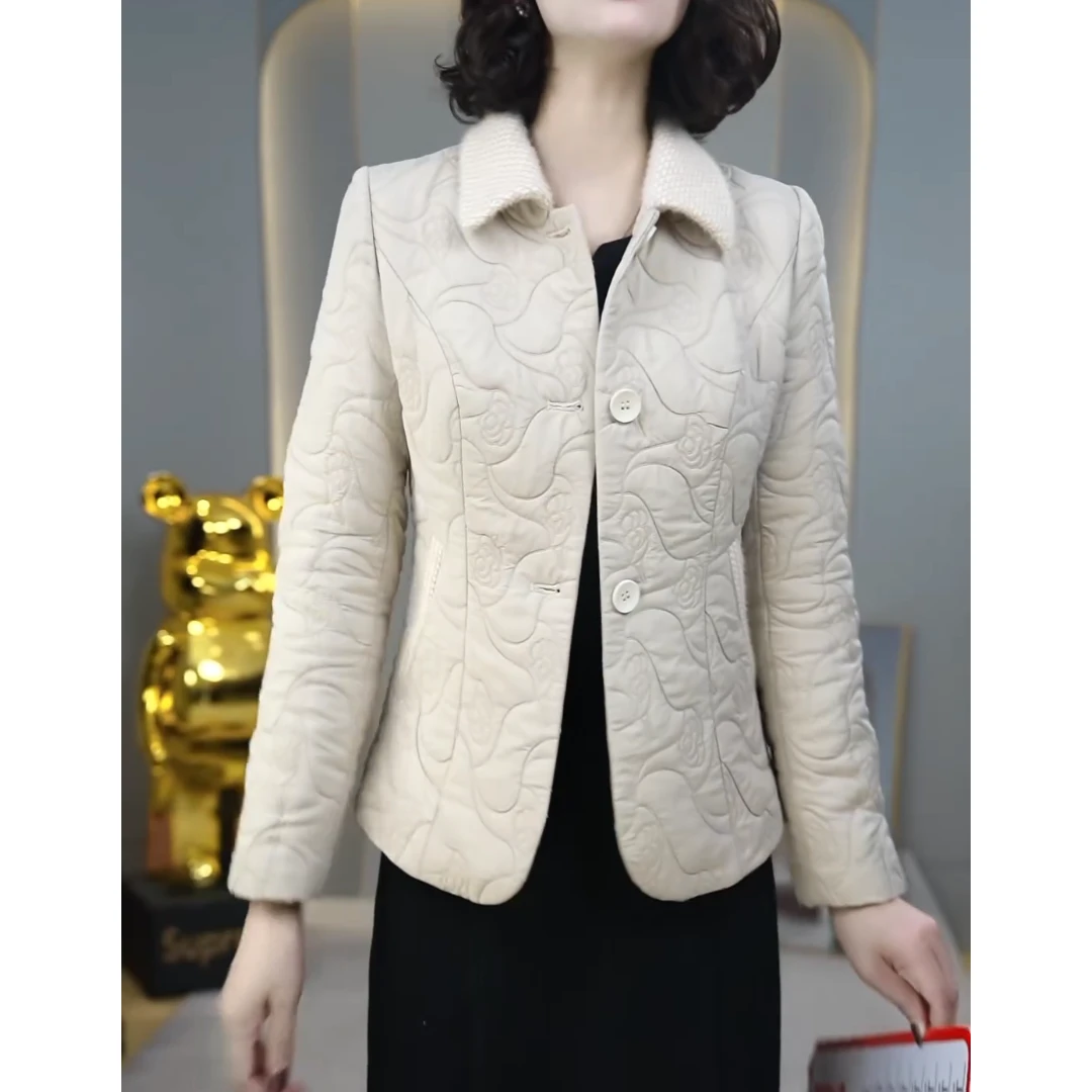 轻熟风简约时尚棉服外套女2025秋冬新款妈妈装气质显瘦百搭短外套