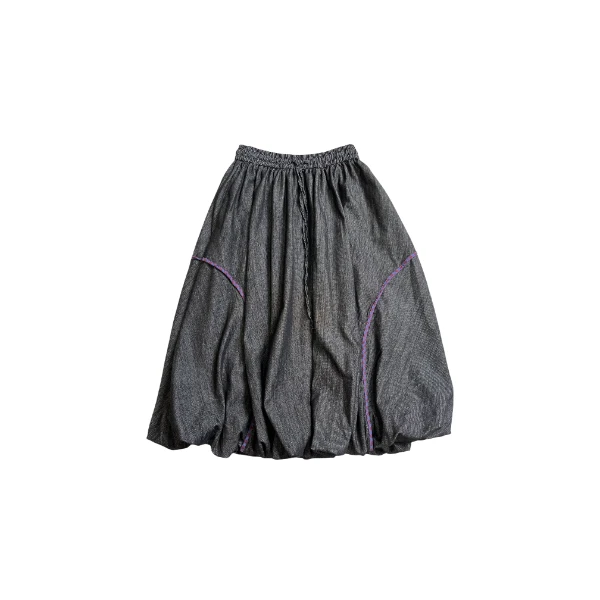 小满服饰-新品松紧腰抽绳牛仔花苞裙