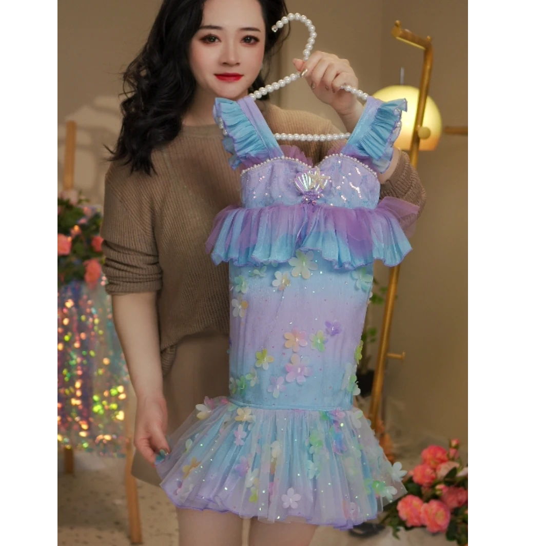 【鱼美人】女童洛丽塔公主裙2025新款夏季蓬蓬裙时髦洋气