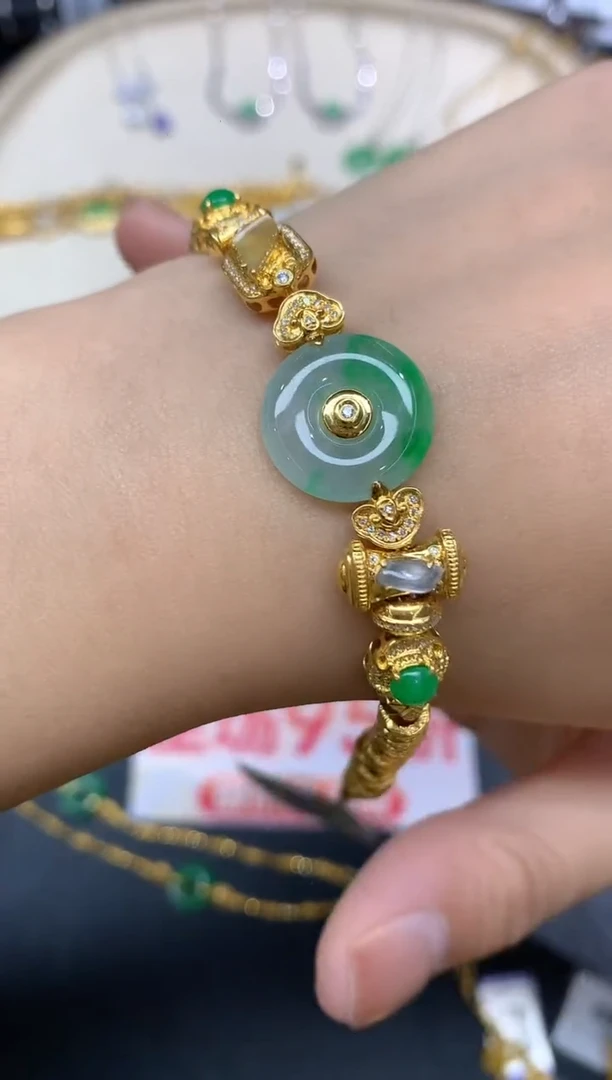 18K金镶嵌手链翡翠手链A325|19800