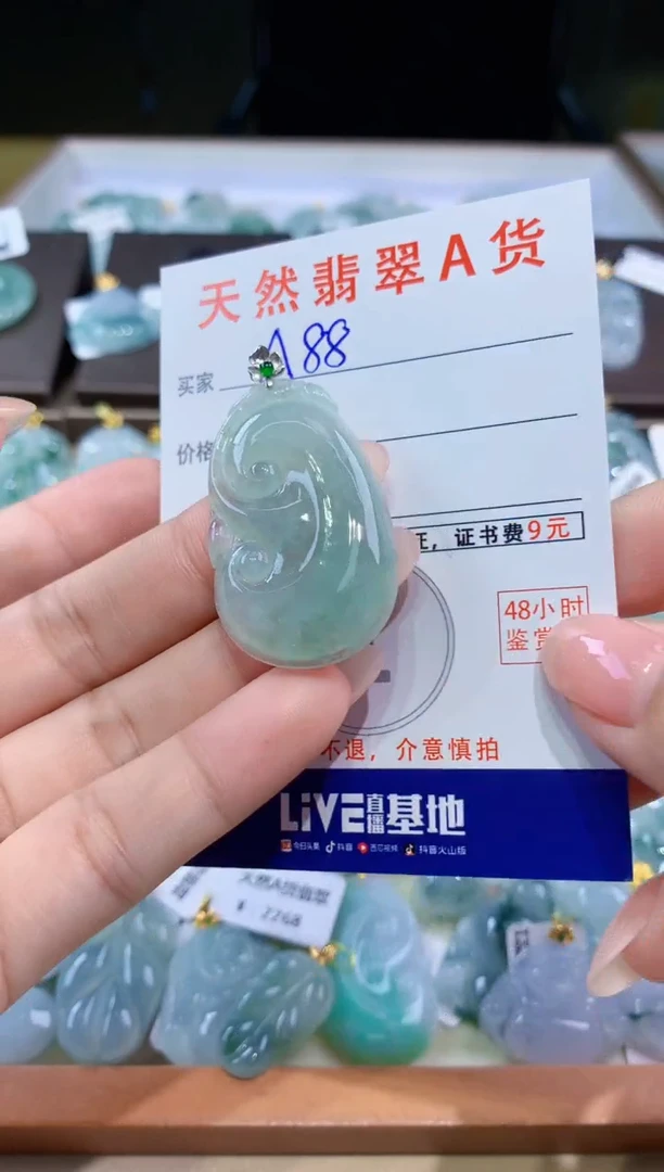 颈饰18K金镶嵌翡翠天然翡翠A货挂件