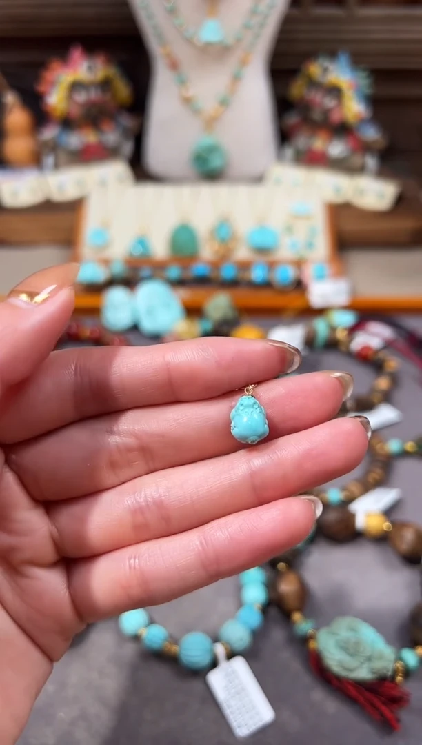 18K金镶嵌绿松石提溜绿松石提溜