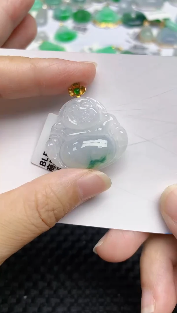 翡翠18K金镶嵌颈饰天然A货翡翠