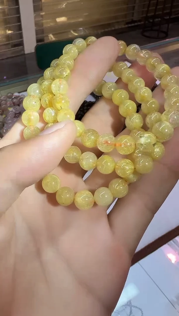 未镶嵌手串水晶金发晶水晶手串 多样性发其一 7mm+