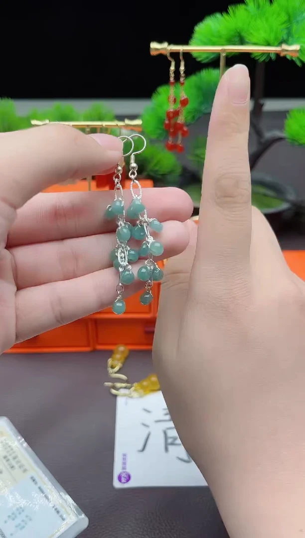 翡翠银S925镶嵌耳饰911