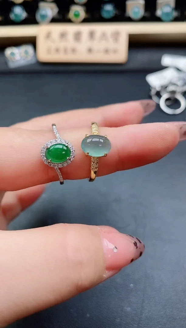 银S925镶嵌戒指翡翠1