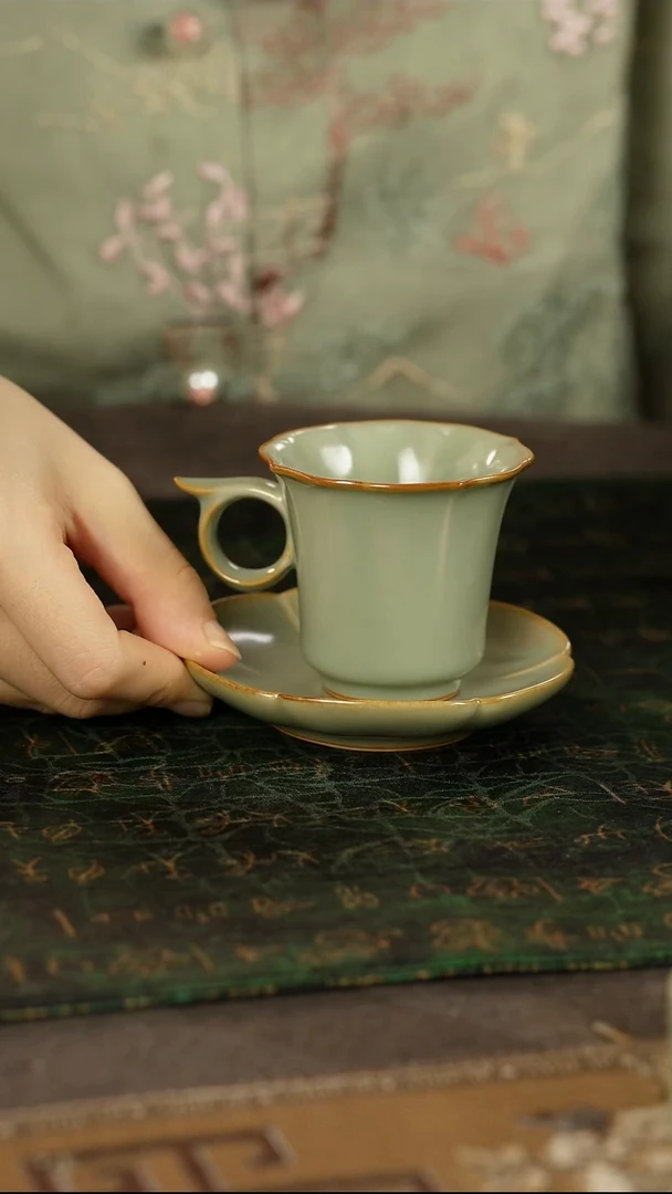 沙****鼠善窑厂汝窑粉青咖啡杯套组小号