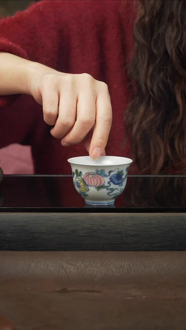 茶壶紫砂釉下彩南瓜主人杯，70cc