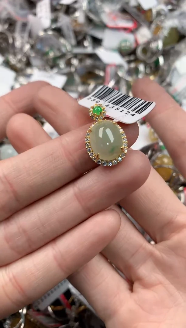 银S925镶嵌戒指翡翠666   1