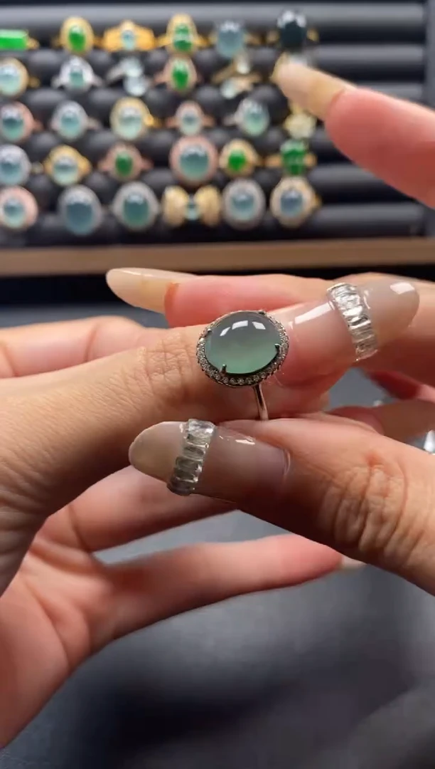 银S925镶嵌戒指翡翠51511