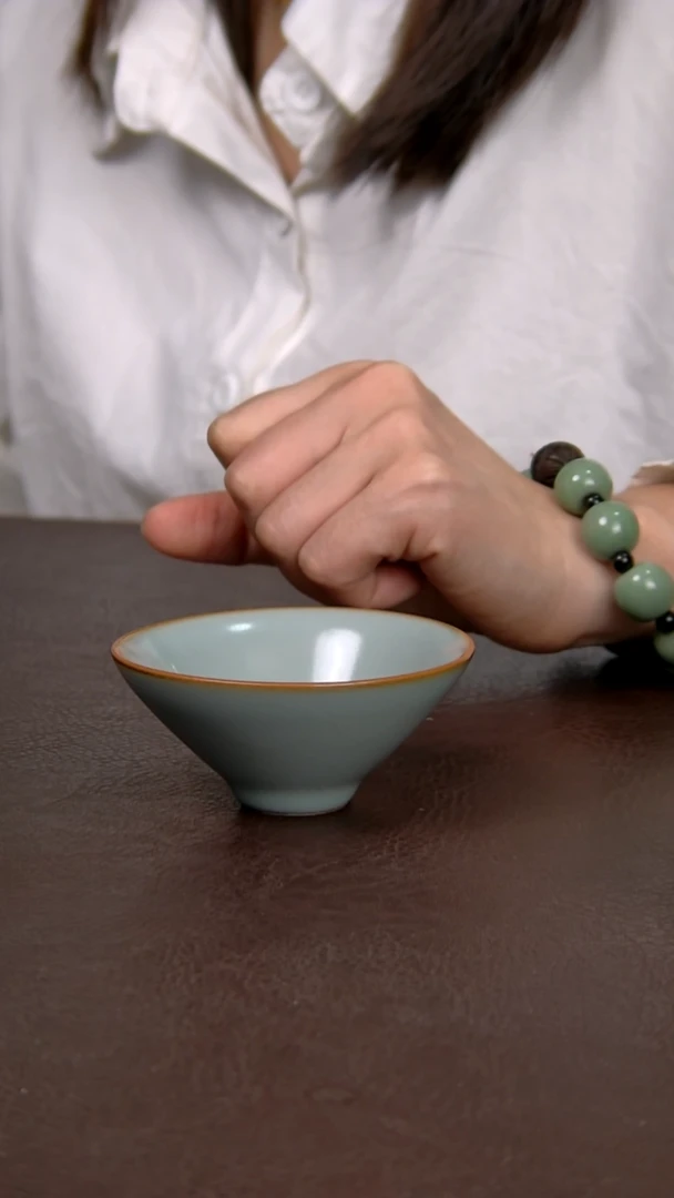仿古灰青小斗笠杯不完美 简装