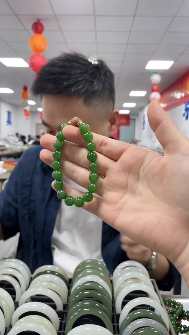 手链未镶嵌和田玉碧玉卡10手串一条