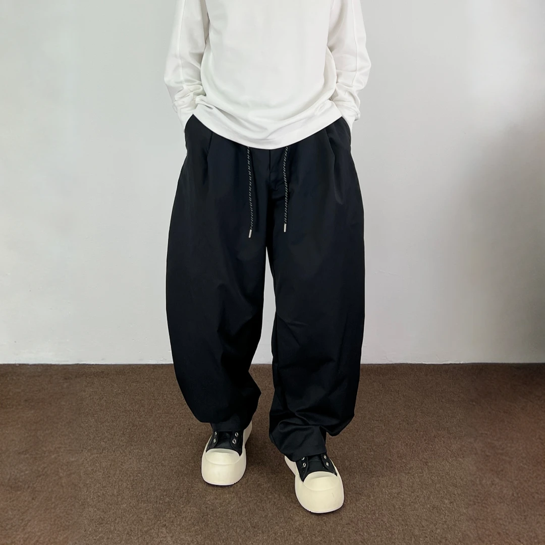 「松禾」设计款秋季新品纯色速干休闲裤宽松阔腿弯刀裤哈伦男长裤