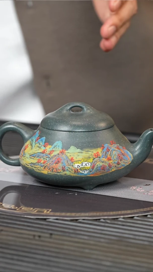 【闪购商品】紫砂茶壶YJB 雪华绿泥 汉棠石瓢