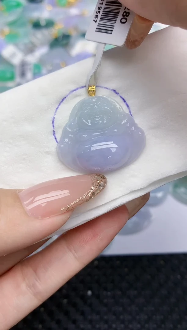 颈饰18K金镶嵌翡翠67   天然翡翠A货  百元以上9米证书费自理