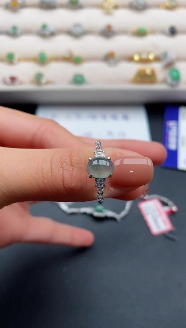 银S925镶嵌戒指翡翠7777777+7