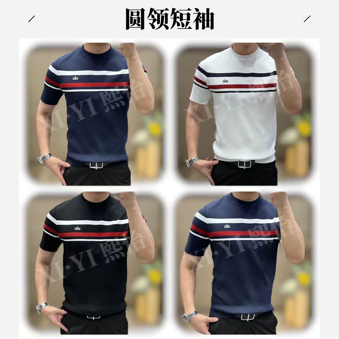 【XI.YI/熙怡】26早春时尚新款男士轻奢百搭高级针织圆领短袖HC5016