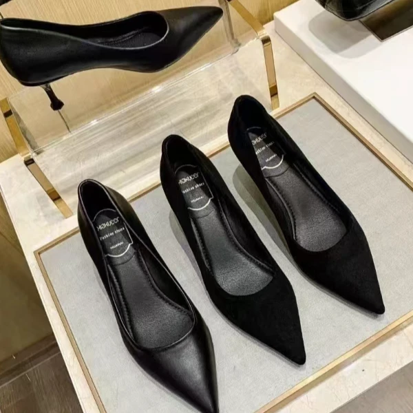 尖头细跟高跟鞋女新款软皮舒适不累脚通勤单鞋