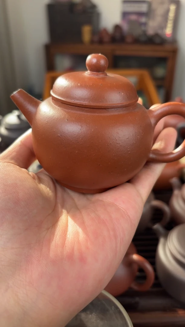 茶壶紫砂北**生红卫矿区朱泥巨轮180cc