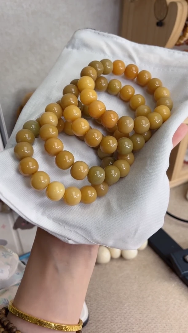 菩提根/象牙果手串R65玉化奶咖苹果12*13手串