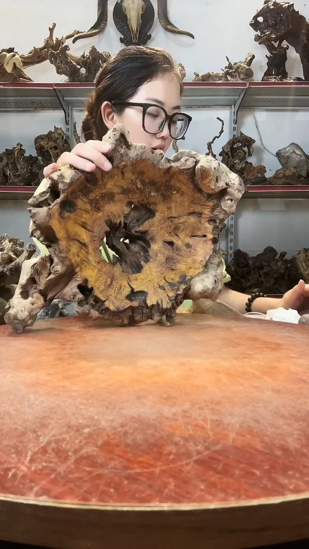 木惠****师黄荆随型风化镂空底座摆件无漆无蜡