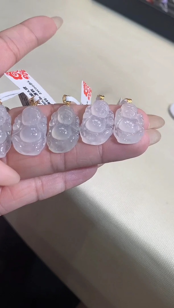 翡翠18K金镶嵌吊坠(不含链)财爷爷-多样性，发其一