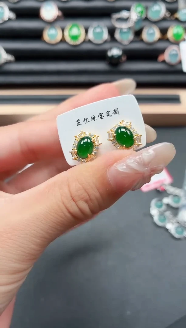 翡翠戒指银S925镶嵌1111