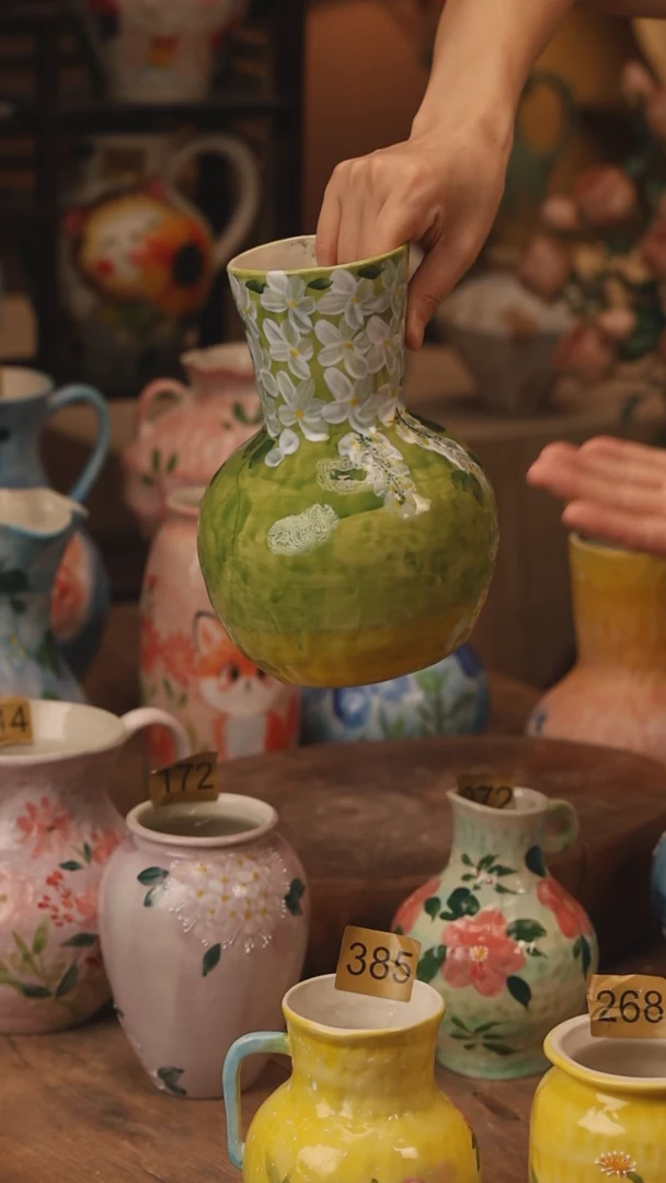 陶瓷420景德镇设计师手作花器摆件侘寂风