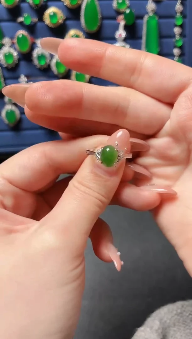 银S925镶嵌和田玉珠宝半成品戒指