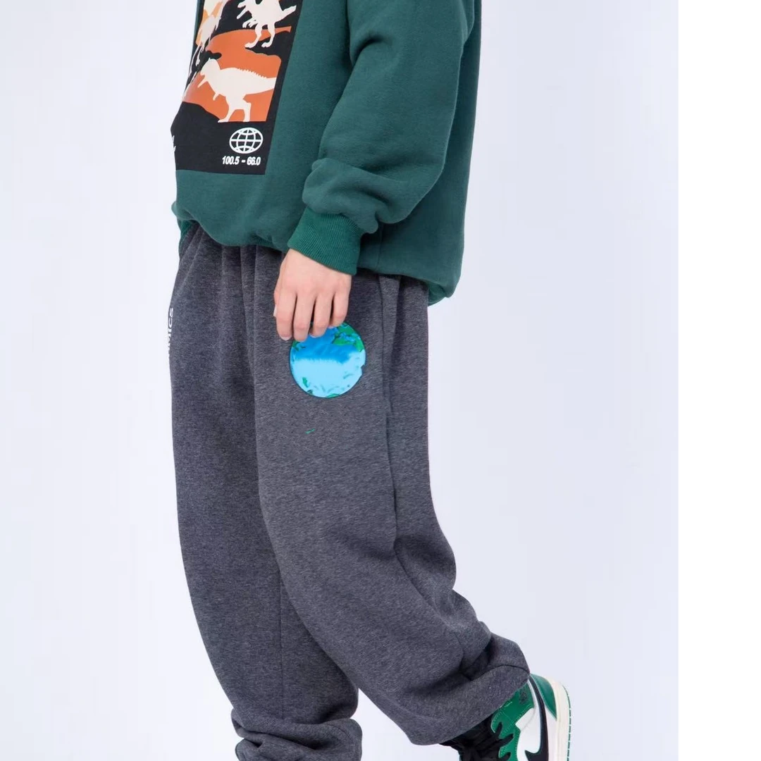 *7106【北边地球】时尚休闲冬季儿童加绒卫裤