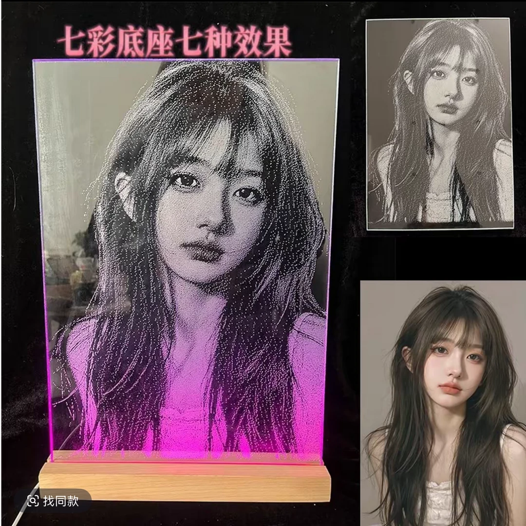 画定制生日礼物送锤子玻璃画定制真人女朋友手工高端私人订制