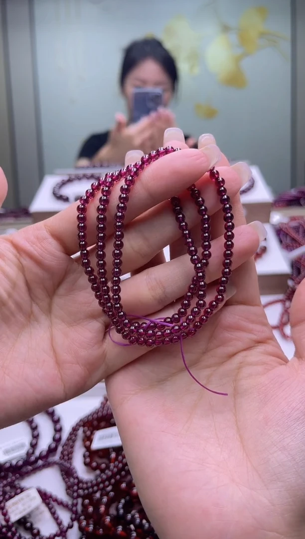 未镶嵌手链石榴石紫牙乌石榴石多圈3mm+，多样式发一