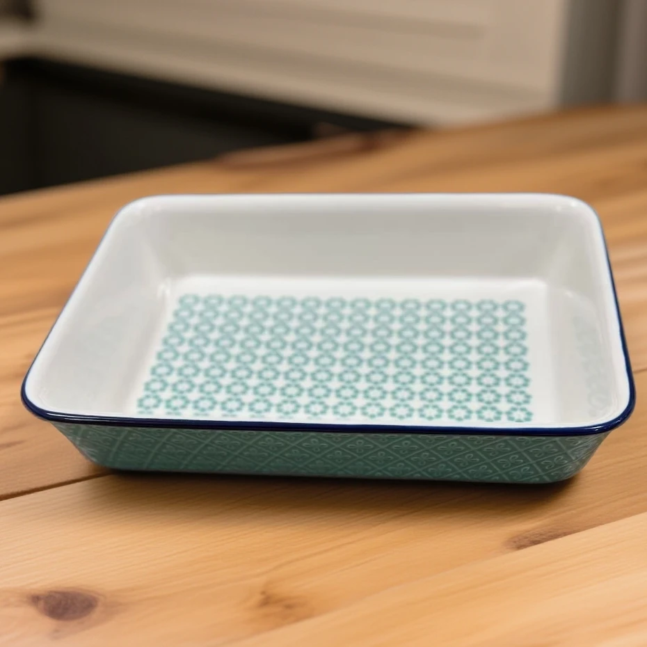 【TES家】30*21CM 蒂芙尼蓝 浮雕长方烤盘 烤蒸箱装用 家用陶瓷