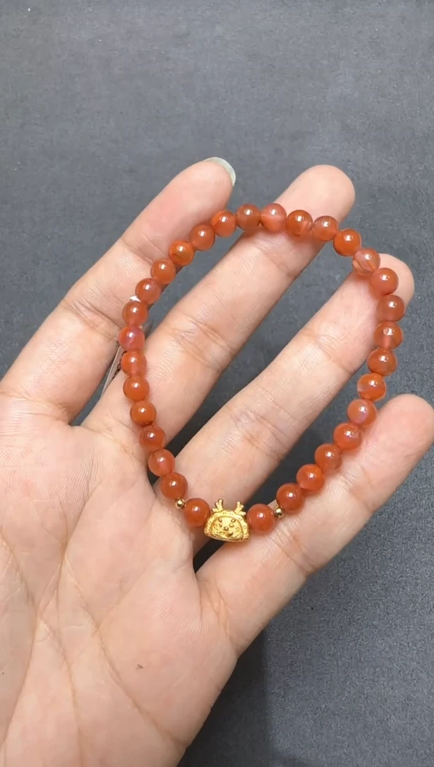 未镶嵌手链南红玛瑙南红圆珠手串DIY小龙饺