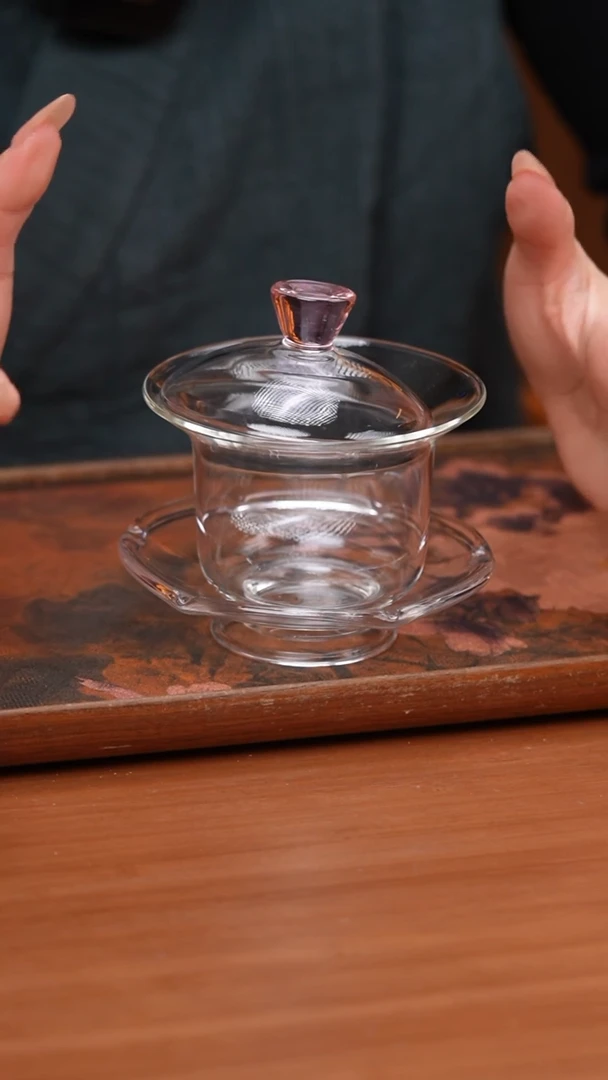 【闪购商品】禾器/晶彩禾荷盖碗/浅粉