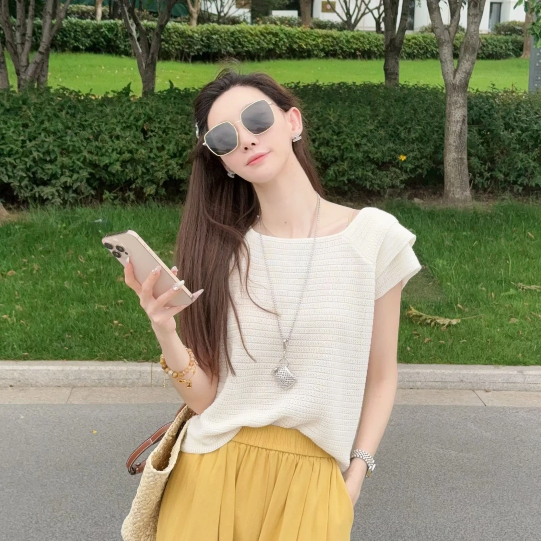 【四季与你】马克华菲女装夏季欧若风设计感短袖上衣F52004A465CC
