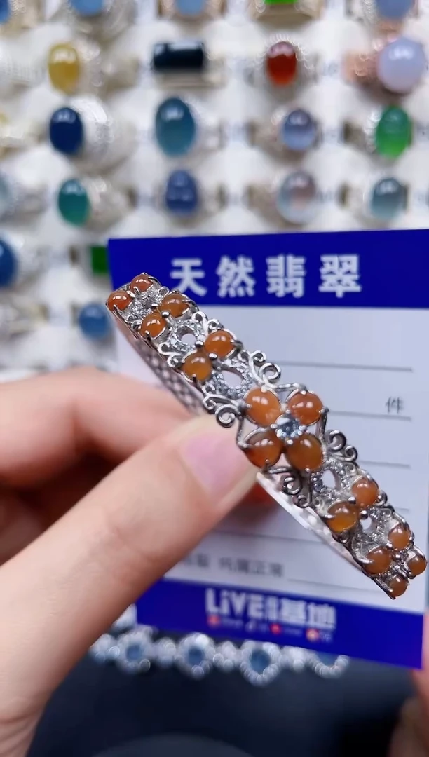 银S925镶嵌手镯翡翠305