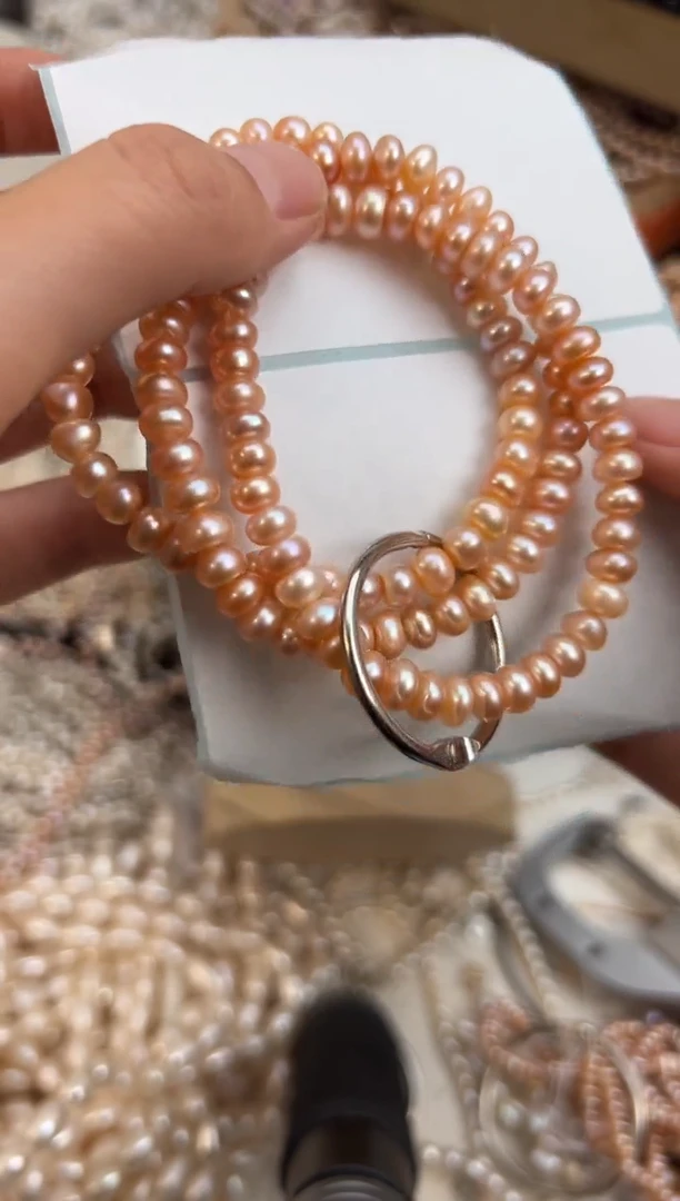 未镶嵌福利淡水珍珠不规则算盘珠（手链无核6mm左右）中国红