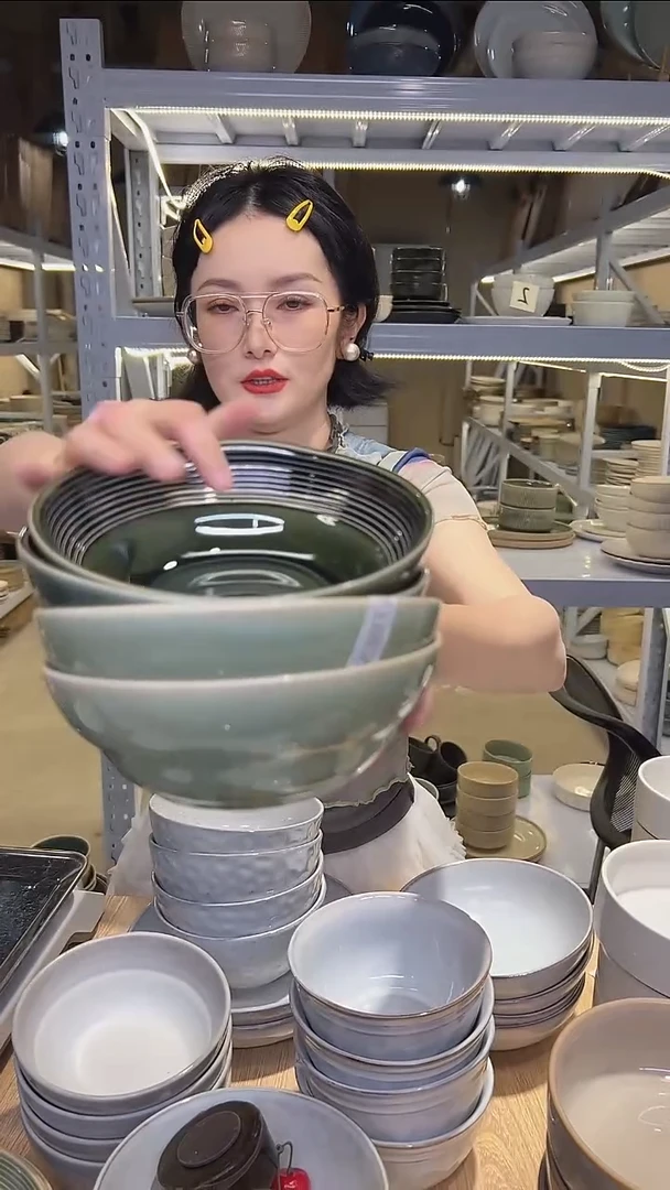 瓷156外贸尾货高温釉下彩陶瓷餐具默认微瑕
