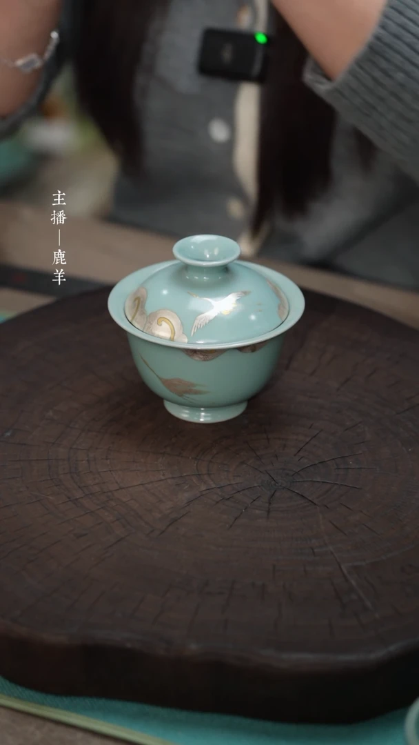 【闪购商品】66-1元宝两才盖碗金银釉上彩-羊