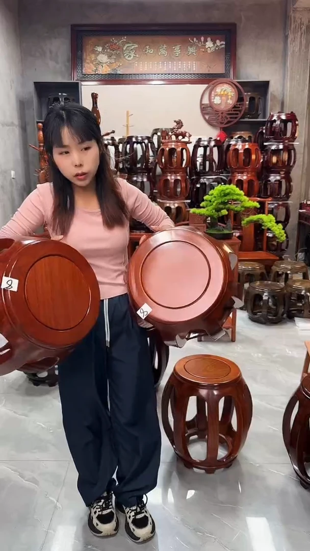 花梨木类家具花梨大号鼓凳一对（两条） 8号