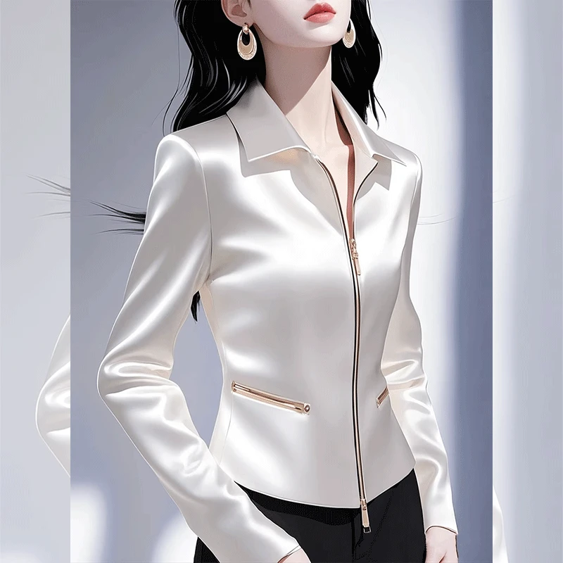 法式轻奢翻领开衫外套女款2025春夏新款外搭上衣小香风高级感衬衫