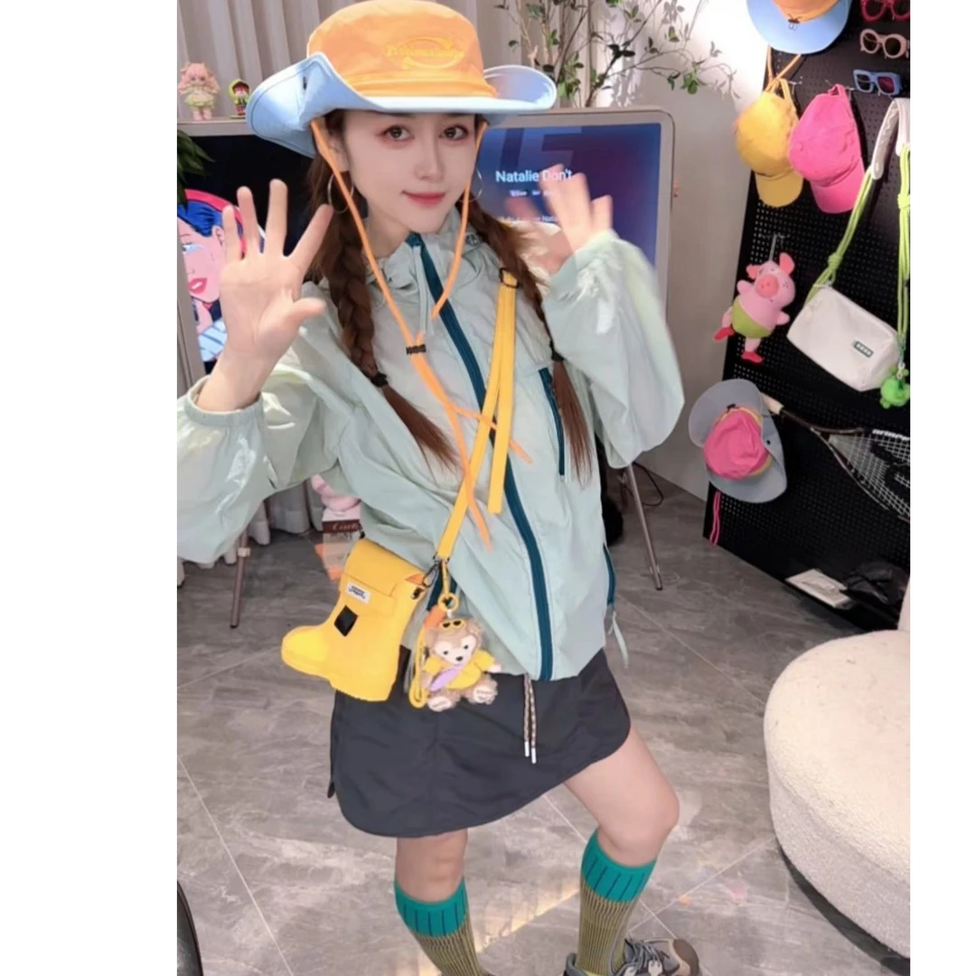 撞色时尚潮流2025夏防晒衣短外套女工装抽绳显瘦休闲百搭上衣8816