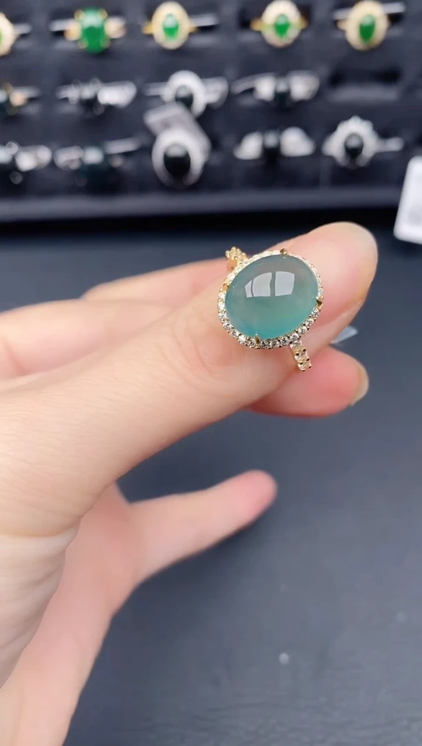 银S925镶嵌戒指翡翠天然a货翡翠282
